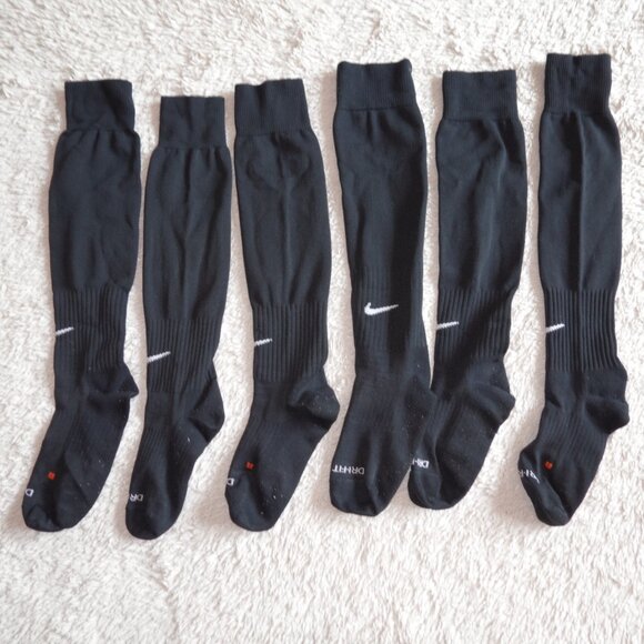 Set of 3 Pairs of Nike Dri-Fit Medium Black Academy OTC Soccer Socks - Picture 2 of 3